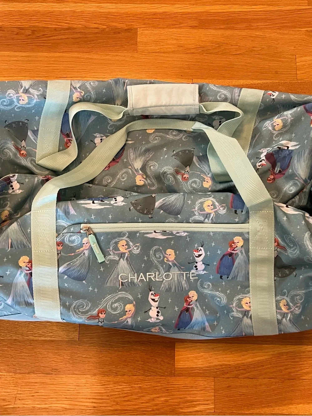 Disney Light Blue Frozen Character Kids Duffle Bag